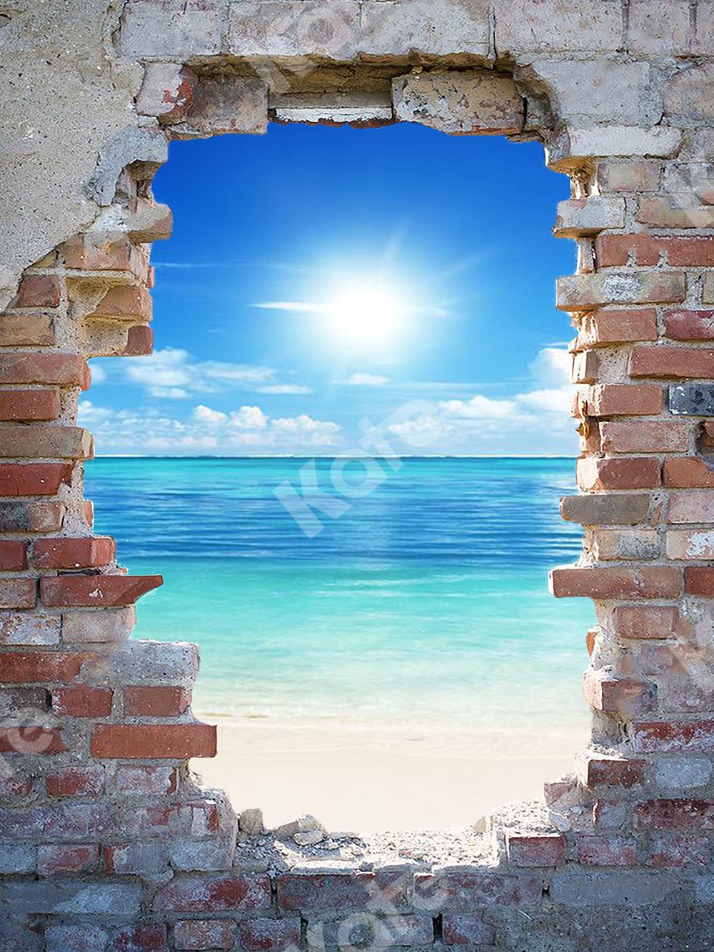 Kate Sea Beach Backdrop with Broken Wall Designed by Chain Photography -UK