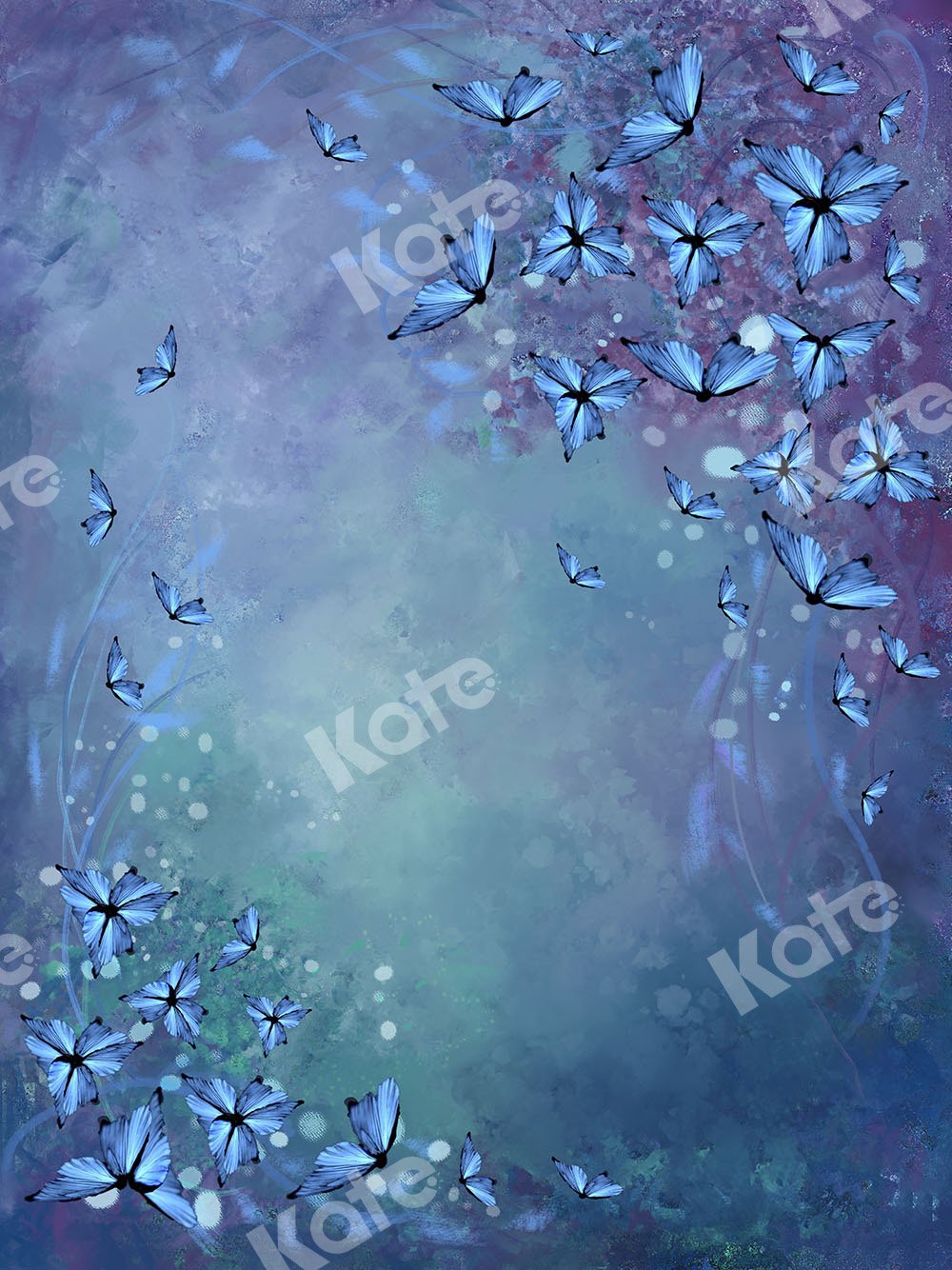 Kate Fine Art Backdrop Blue Flowers with Butterflies Designed by GQ -UK