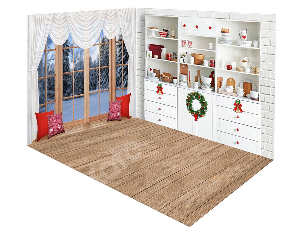 Kate Xmas Christmas White Kitchen Window Room Set -UK