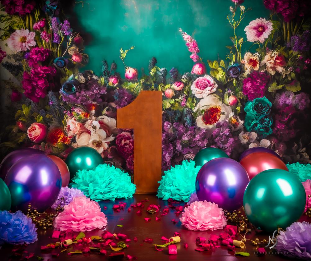 Kate Fine Art Flower Dark Teal Backdrop Designed by Mini MakeBelieve -UK