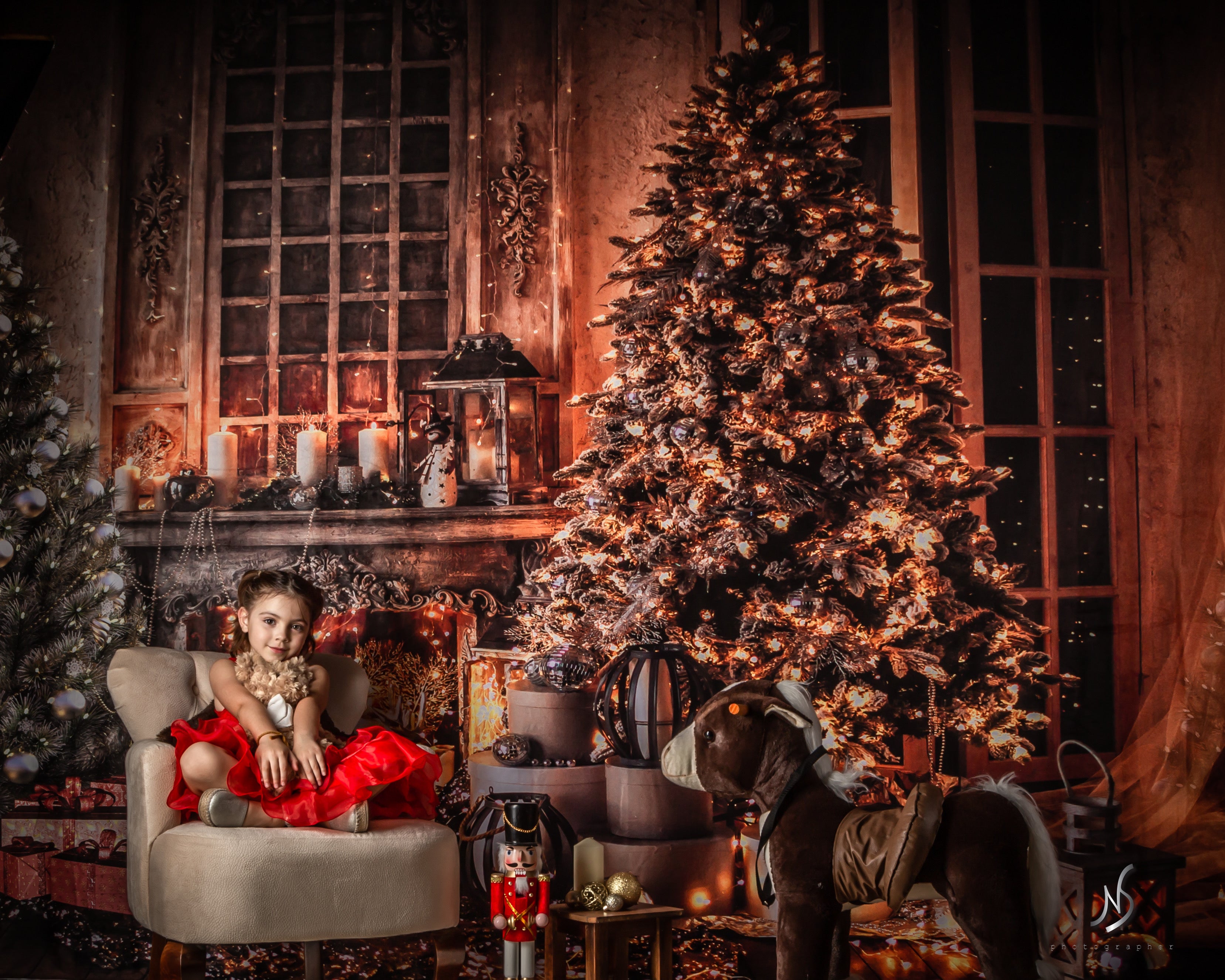 Kate Christmas Trees Warm Room Backdrop Designed by Chain Photography -UK