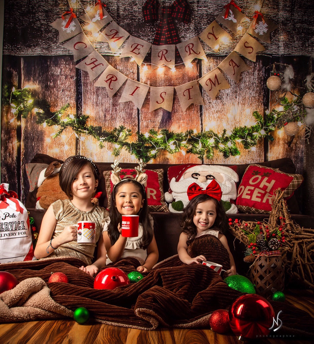 Kate Merry Christmas Wooden Backdrop Designed By AAE Photography -UK