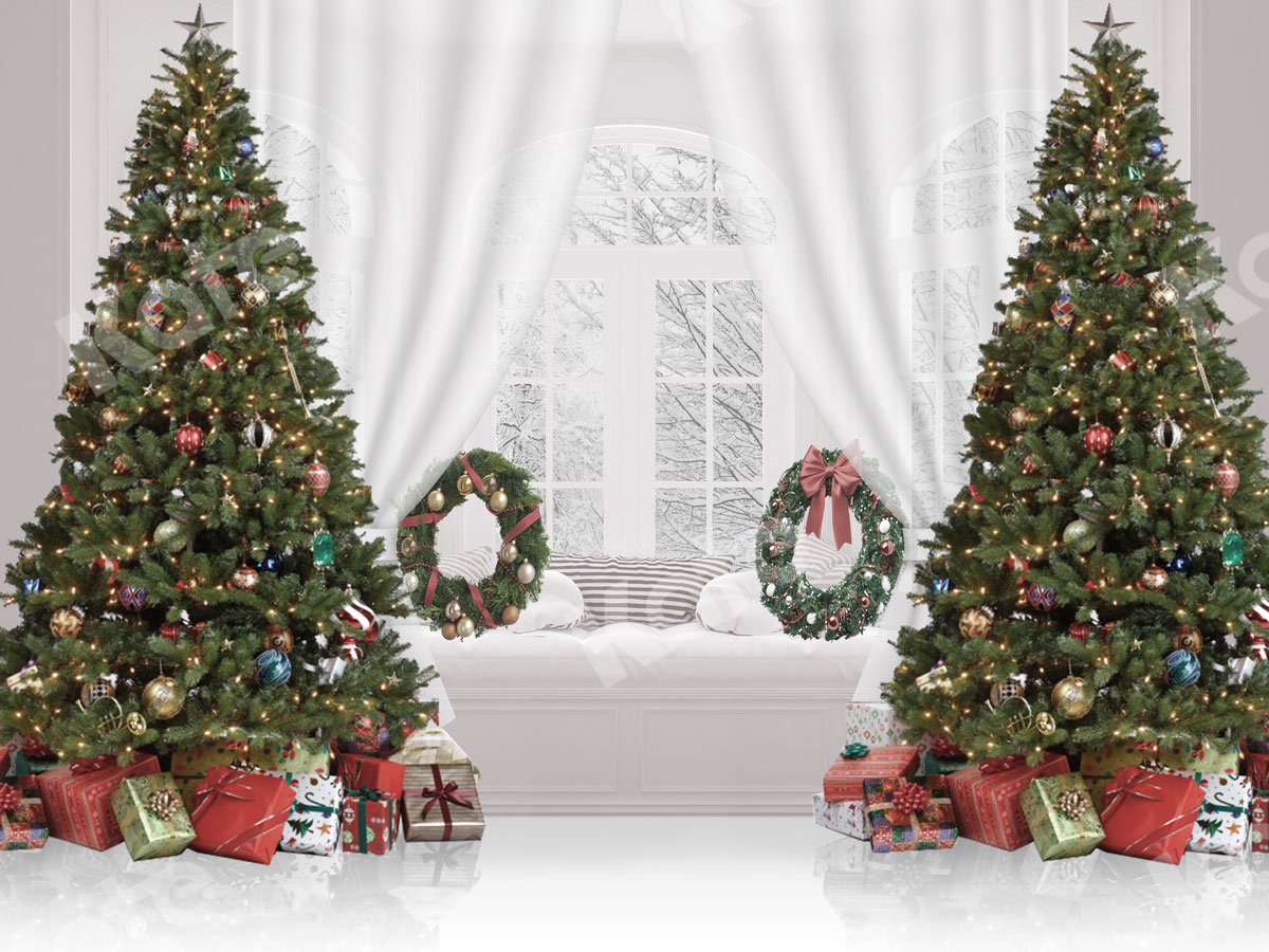 Kate Christmas Backdrop Window & Xmas Trees Designed By JS Photography -UK