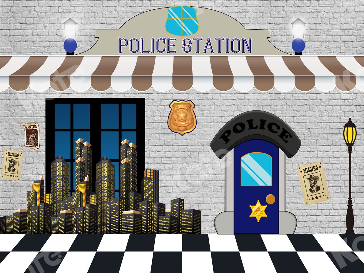 Kate Police Station Backdrop Designed By JS Photography -UK
