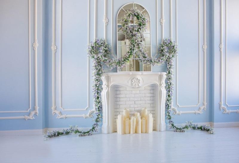 Kate Blue wall Spring Fireplace Backdrop designed by Jerry_Sina - Kate backdrops UK