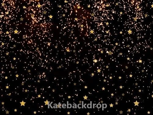 Kate Black Golden Stars Bokeh Children Backdrop Designed by Jerry_sina