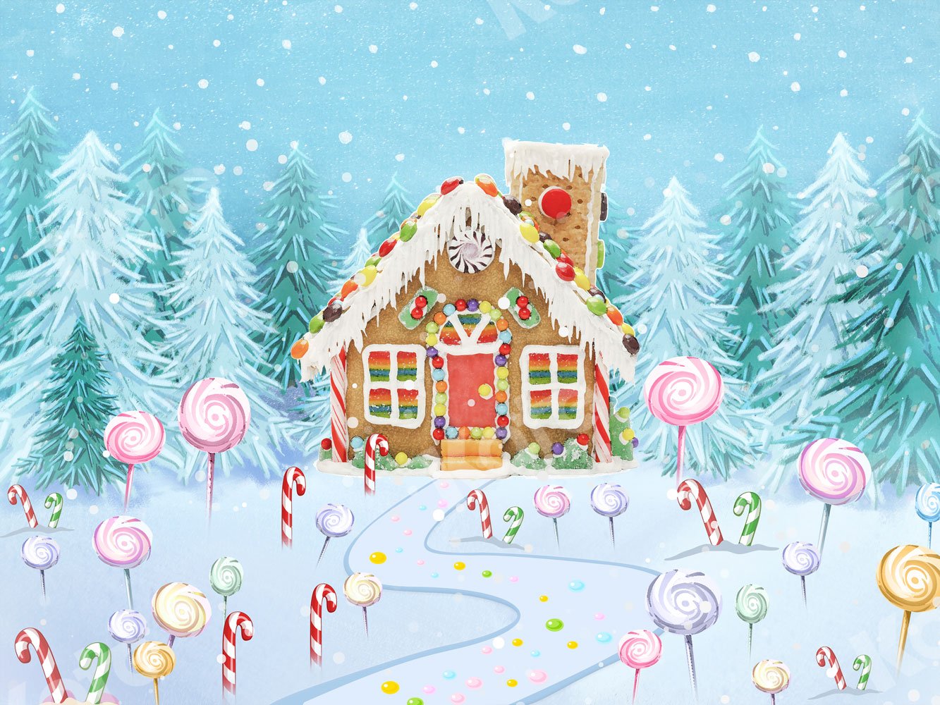 Kate Christmas Candy Gingerbread House Backdrop Designed By JS Photography -UK