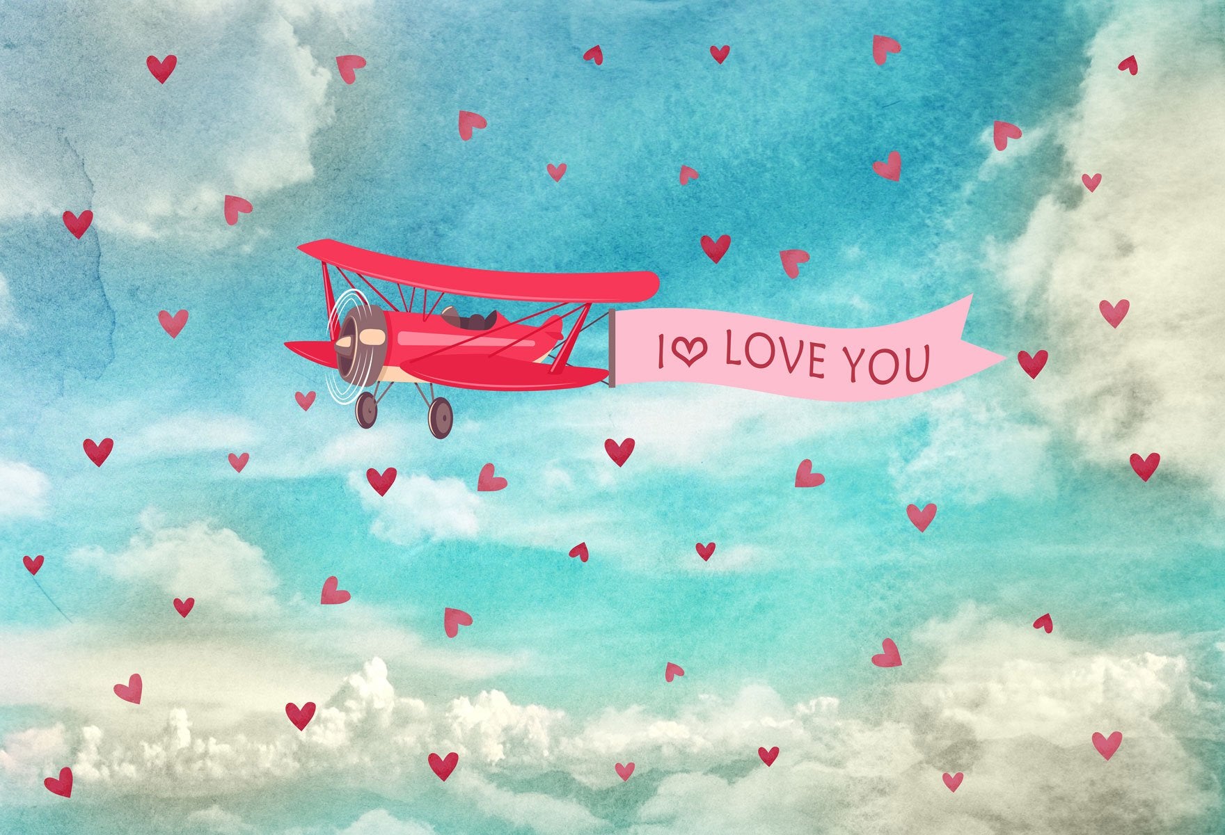 Kate Sky Love Plane Backdrop for Valentines designed by Jerry_Sina -UK