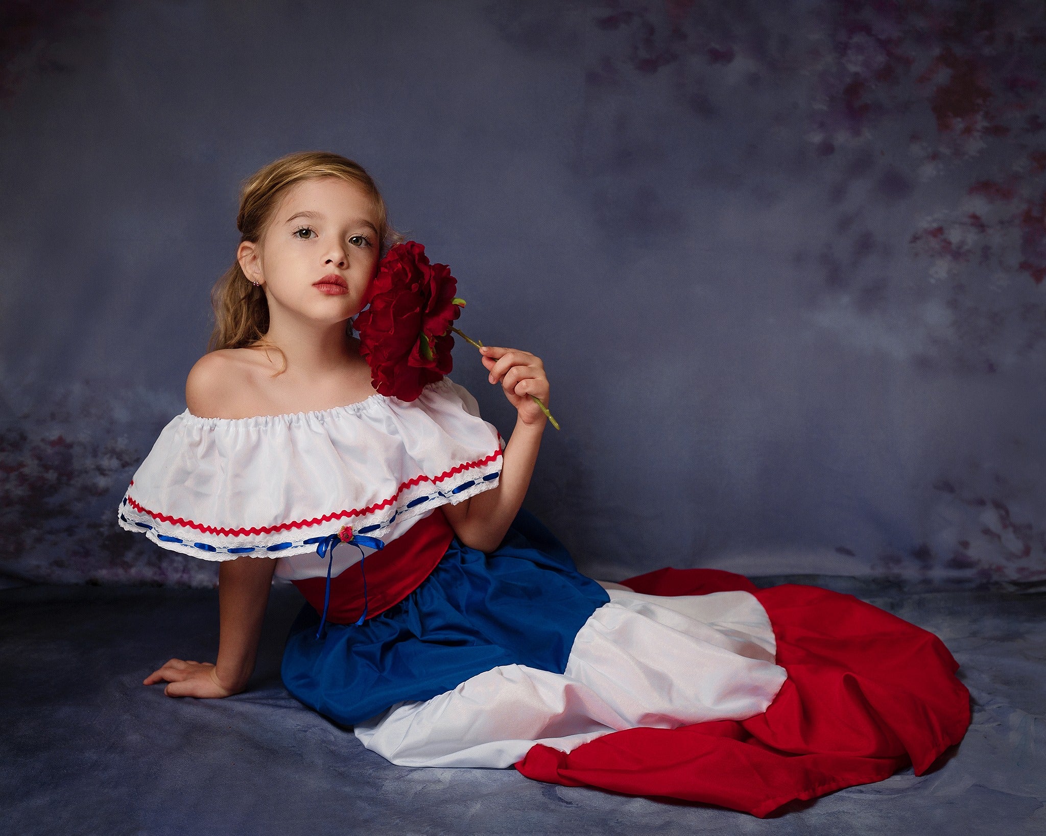 Kate Abstract Texture Cool Grey with Flowers Backdrop Designed by Jerry_Sina -UK