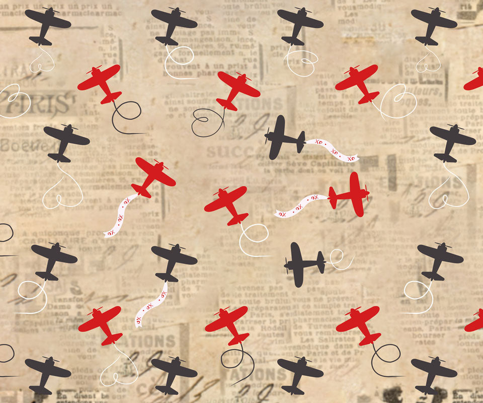 Kate Retro Planes Valentines Backdrop for Photography designed by Jerry_Sina -UK