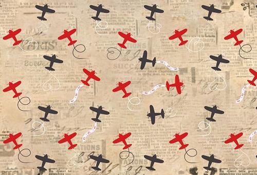 Kate Retro Planes Valentines Backdrop for Photography designed by Jerry_Sina -UK