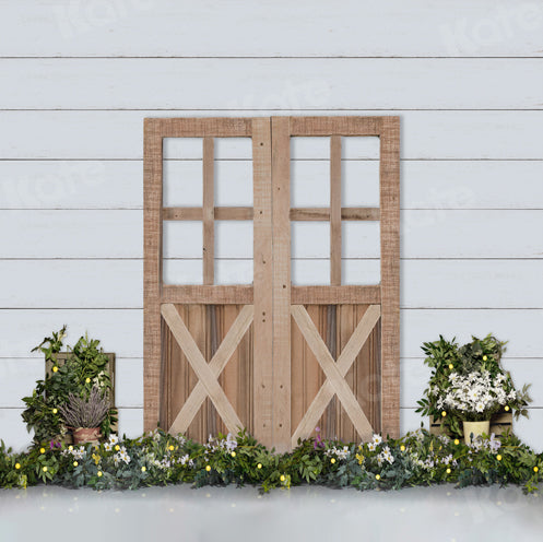 Kate Birthday Spring Wood Door with Flowers Backdrop Designed By Jerry_Sina -UK