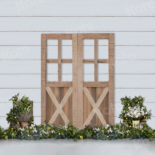 Kate Birthday Spring Wood Door with Flowers Backdrop Designed By Jerry_Sina