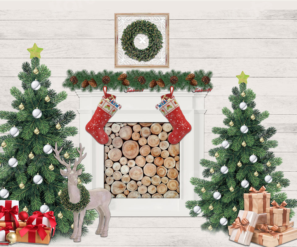 Kate Christmas Trees Gifts Room Backdrop Designed By Jerry_Sina -UK