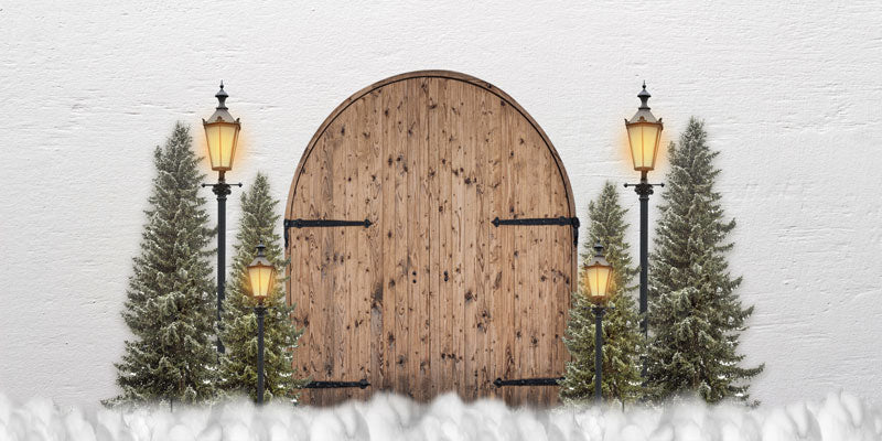 Kate Xmas Backdrop Door Lights Christmas Tree White Wall Designed By JS Photography -UK