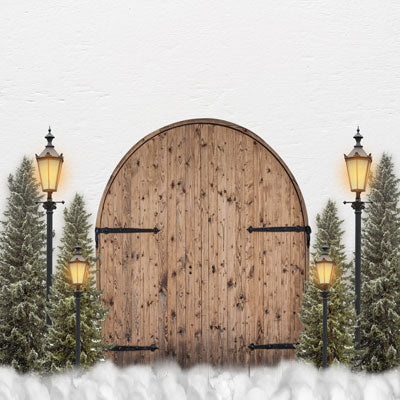 Kate Xmas Backdrop Door Lights Christmas Tree White Wall Designed By JS Photography -UK