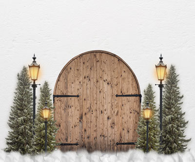 Kate Xmas Backdrop Door Lights Christmas Tree White Wall Designed By JS Photography -UK