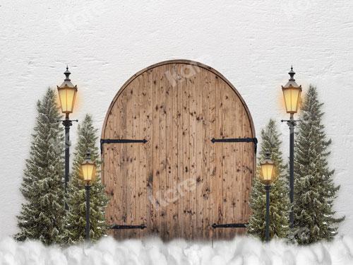 Kate Xmas Backdrop Door Lights Christmas Tree White Wall Designed By JS Photography -UK