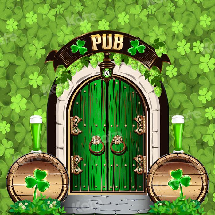 Kate St. Patrick's Day Shamrock Pub Door Backdrop for Photography -UK
