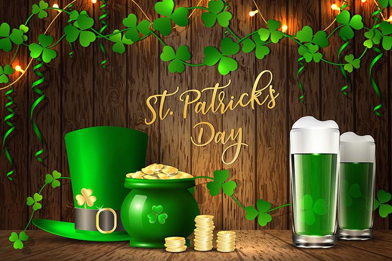 Kate St. Patrick's Day Shamrock Wood Beers Backdrop for Photography -UK