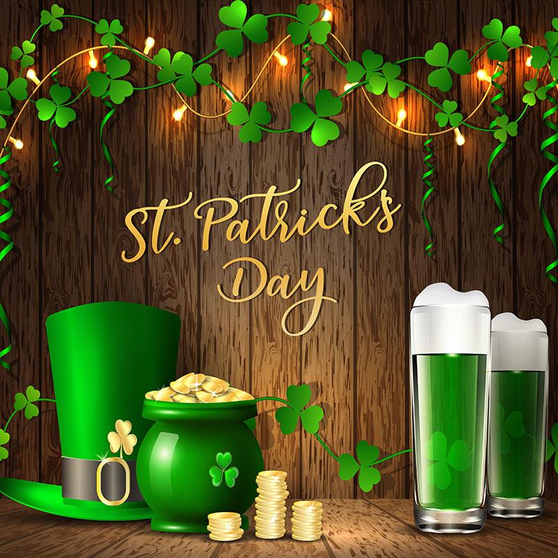 Kate St. Patrick's Day Shamrock Wood Beers Backdrop for Photography -UK