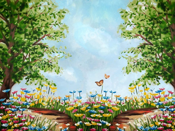 Kate Summer Oil Painting Trees Scenery Backdrops -UK