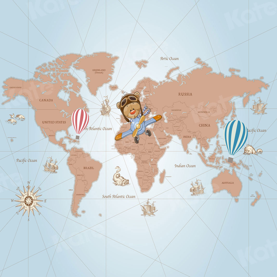 Kate Travel Around the World Pilot Children Backdrop for Photography Designed by JFCC -UK