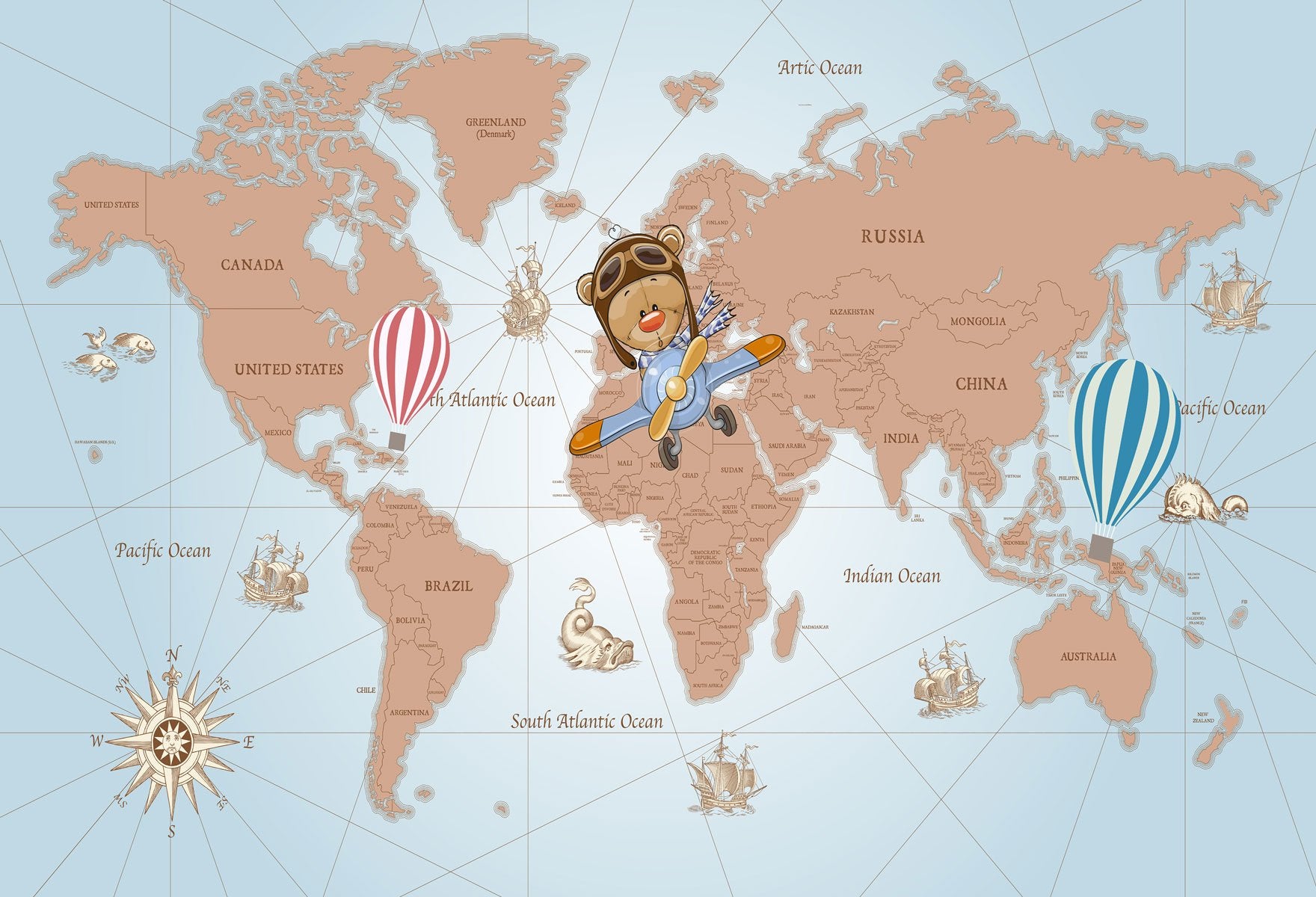Kate Travel Around the World Pilot Children Backdrop for Photography Designed by JFCC -UK