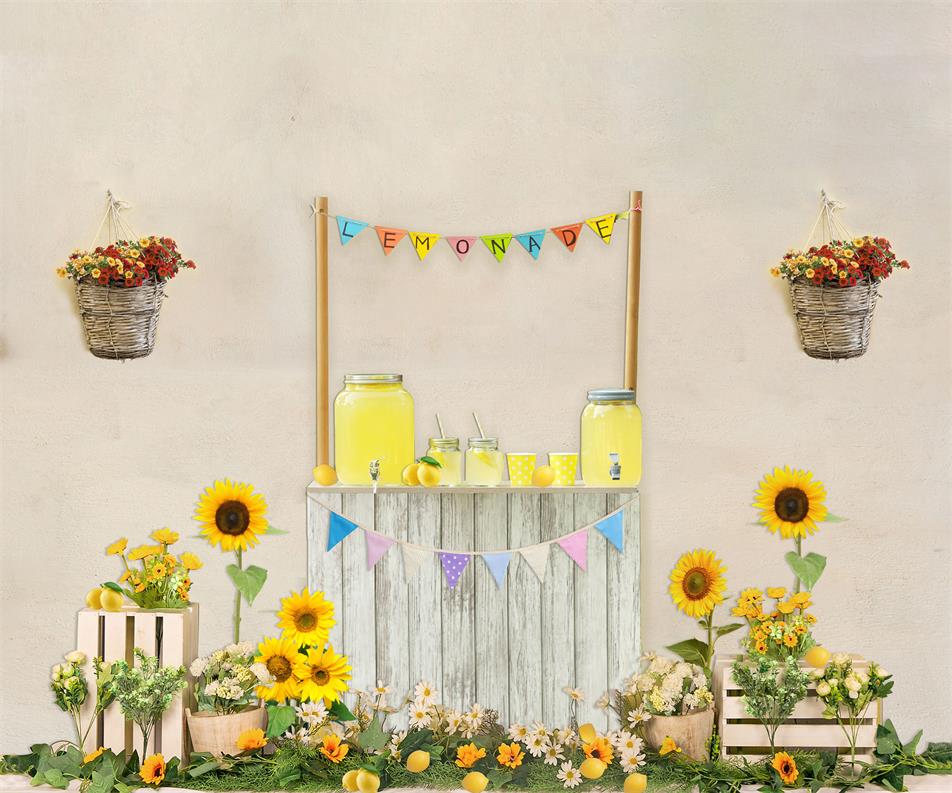 Kate Summer Children Lemonade Stand Backdrop for Photography Designed by JFCC -UK