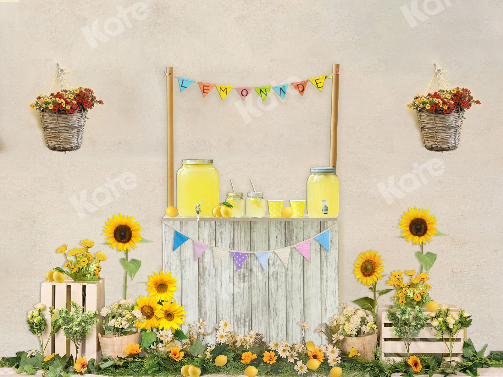 Kate Summer Children Lemonade Stand Backdrop for Photography Designed by JFCC -UK