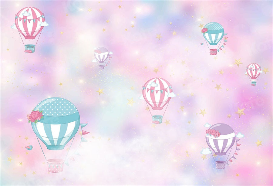 Kate Cake Smash Backdrop Pink Clouds Hot Air Balloons Designed By JFCC -UK