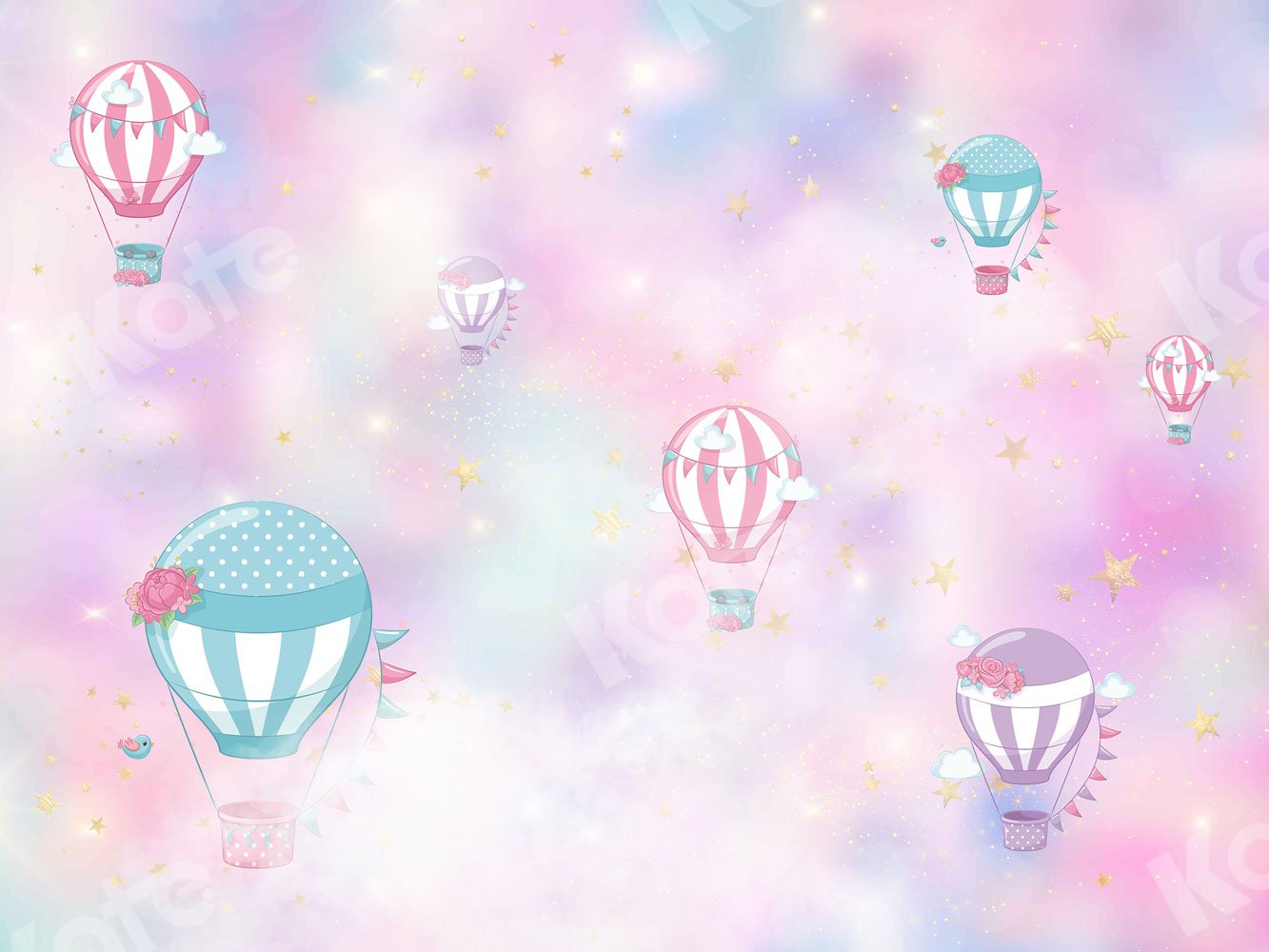 Kate Cake Smash Backdrop Pink Clouds Hot Air Balloons Designed By JFCC -UK