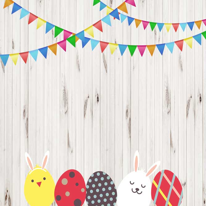 Kate Easter Wood Wall with Eggs and Decorations Backdrop for Photography Designed by JFCC -UK