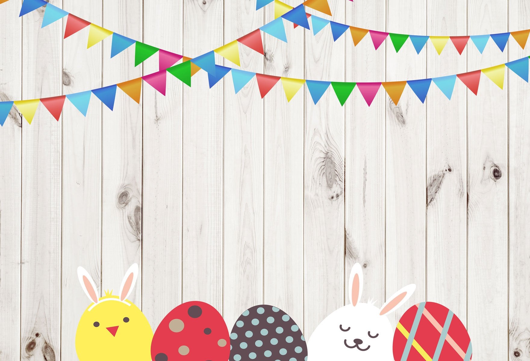 Kate Easter Wood Wall with Eggs and Decorations Backdrop for Photography Designed by JFCC -UK