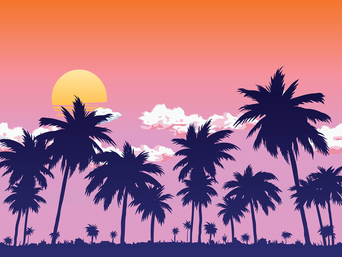 Kate Summer Sunset Coconut Tree Backdrop Designed by JFCC -UK