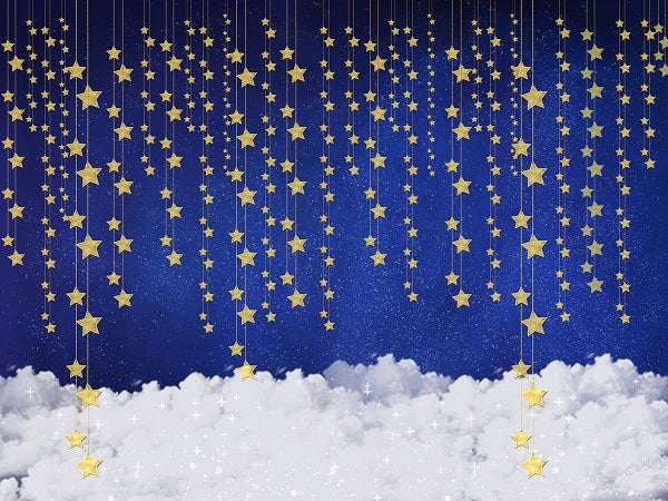 Kate Children Bule Wall with Stars Clouds Backdrop Designed by JFCC -UK