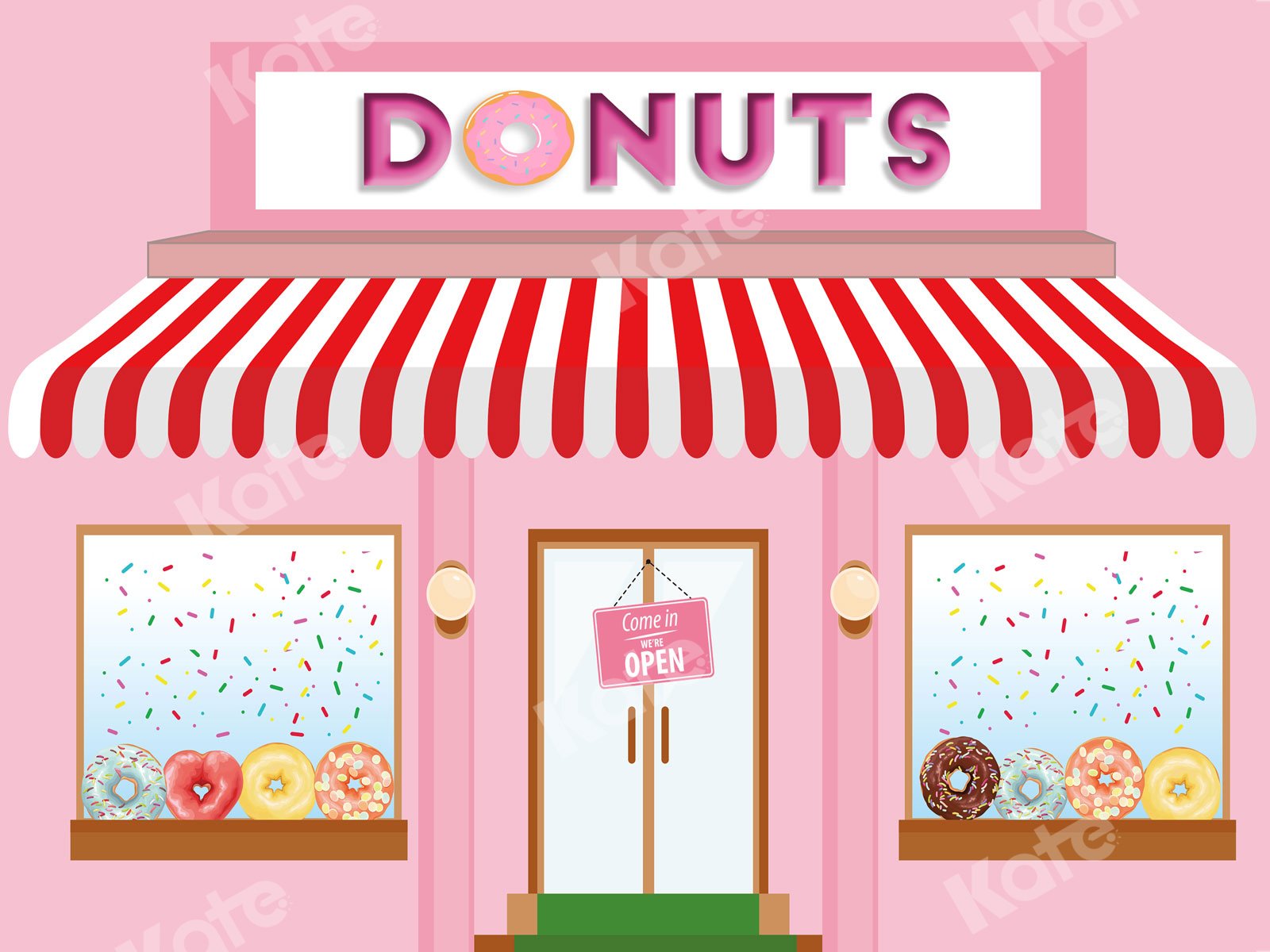 Kate Pink Donuts Shop Backdrop for Photography -UK
