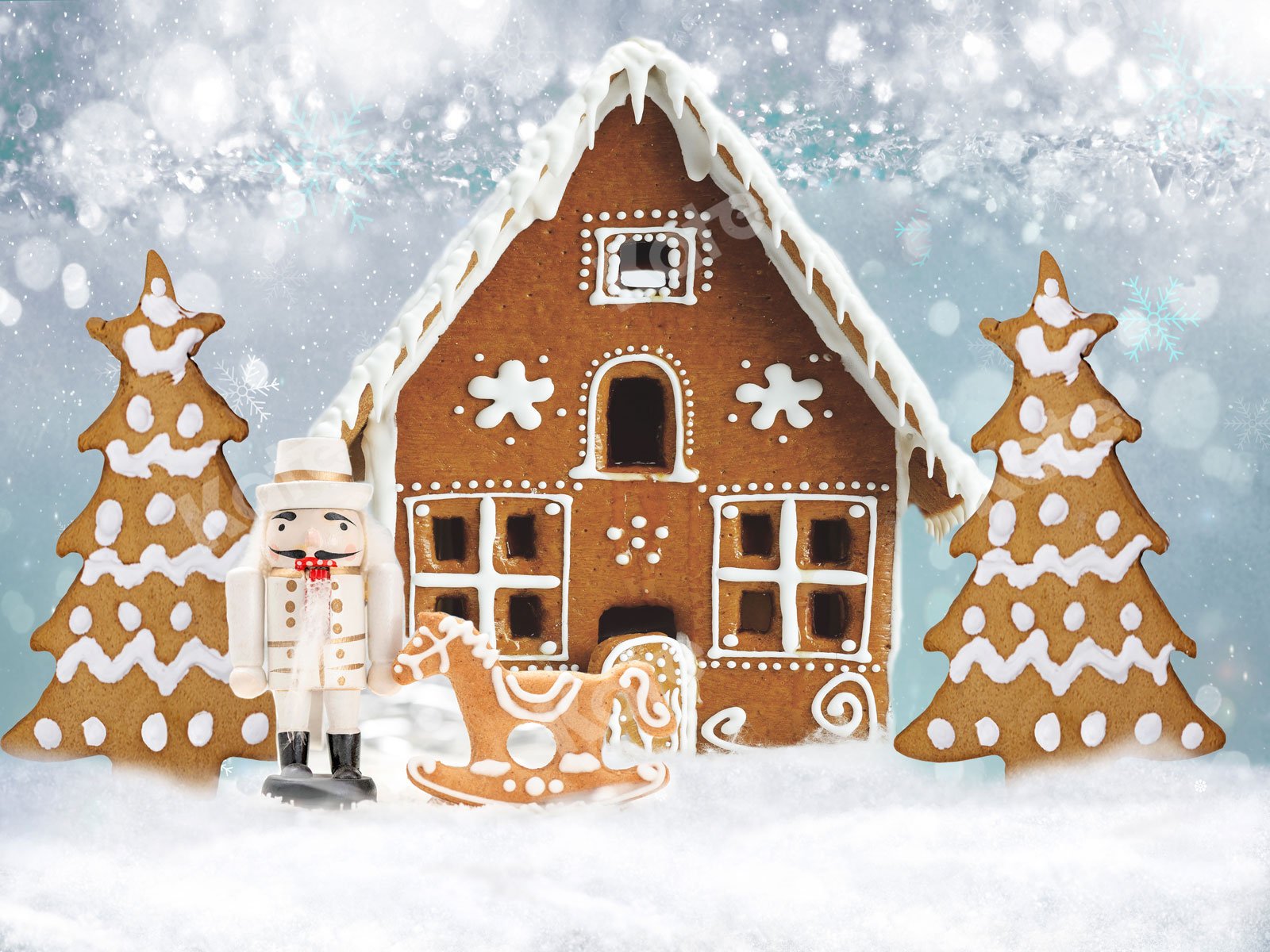 Kate Christmas Gingerbread House Hot Cocoa Backdrop for Photography -UK