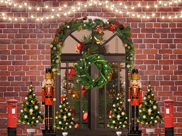 Christmas Trees Santa Workshop Brick Wall