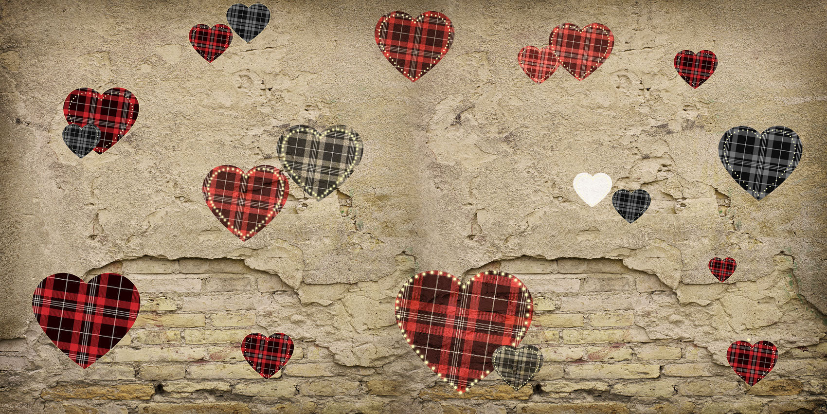 Kate Valentine's Day Love Heart Damaged Wall Backdrop for Photography Designed by JFCC -UK