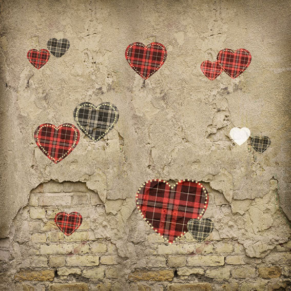 Kate Valentine's Day Love Heart Damaged Wall Backdrop for Photography Designed by JFCC -UK