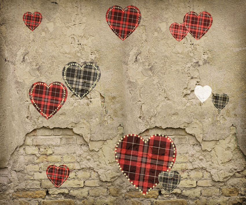 Kate Valentine's Day Love Heart Damaged Wall Backdrop for Photography Designed by JFCC -UK