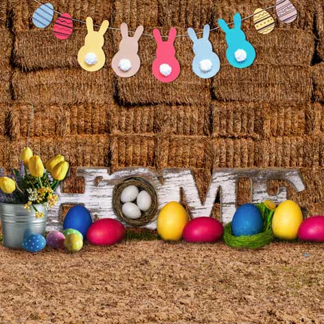 Kate Easter Colorful Eggs Haystack Decoration Backdrop -UK