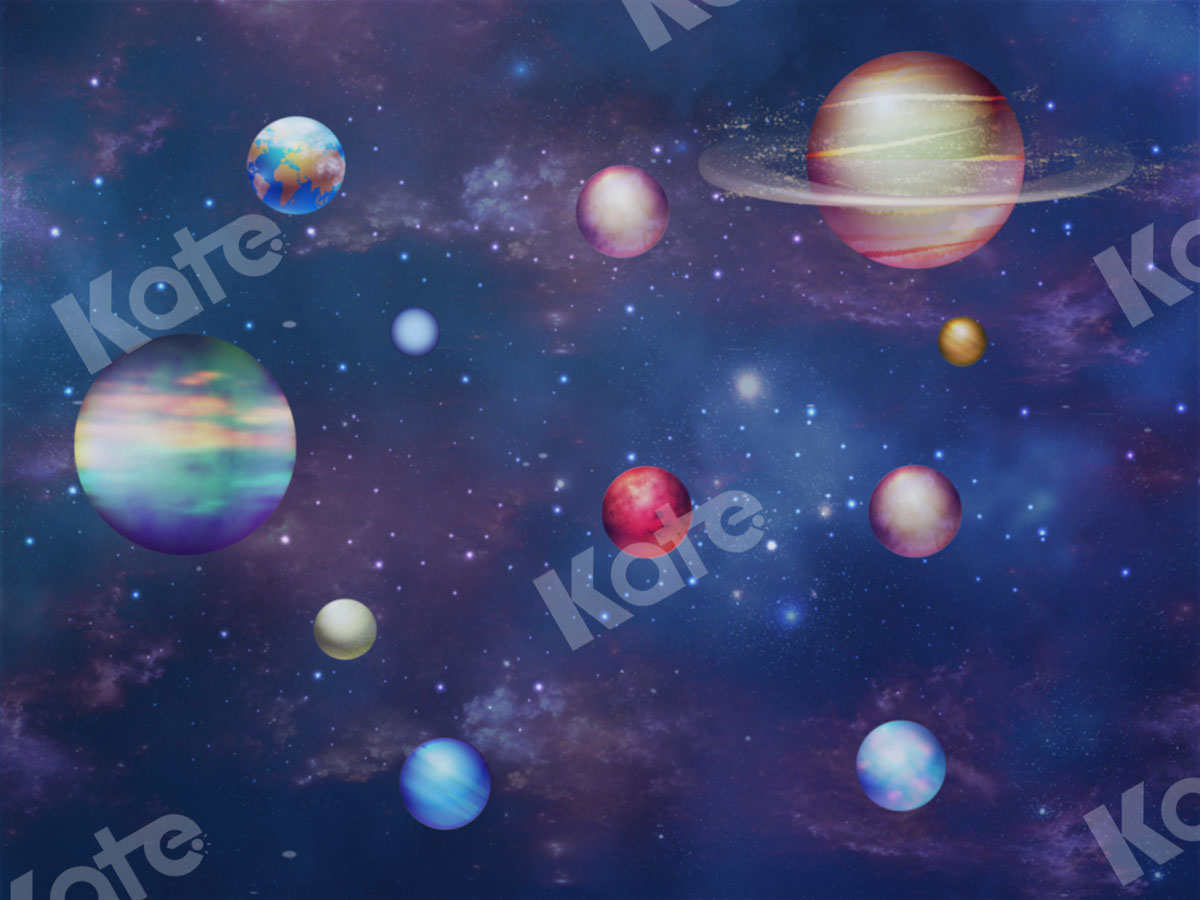 Children\Newborn Blue Universe Planets Baby Backdrop