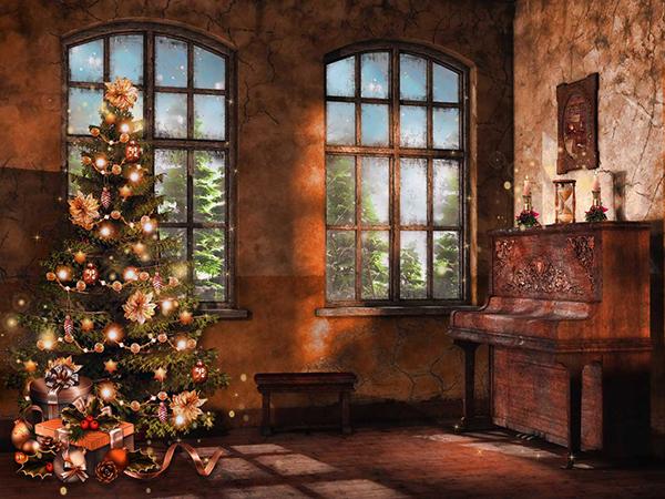 Kate Christmas Tree Photography Backdrop Retro Piano Photo Background - Kate backdrop UK