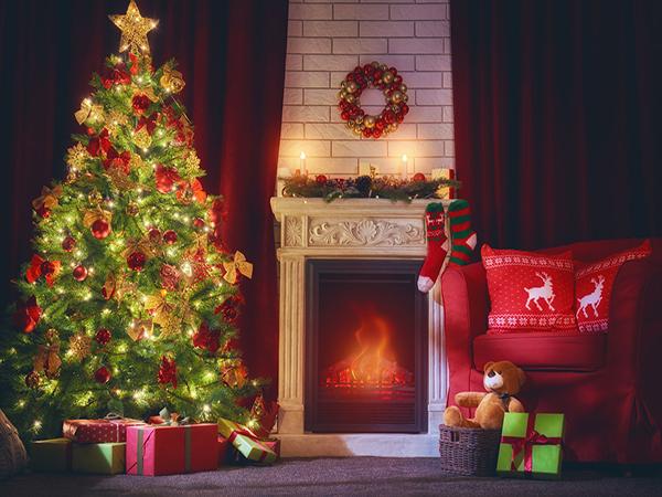 Kate Christmas Tree Fireplace Night Scene Backdrop for Photography - Kate backdrop UK