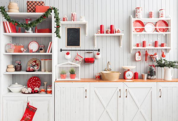 Kate Christmas Kitchen Backdrop White Wall for Photography