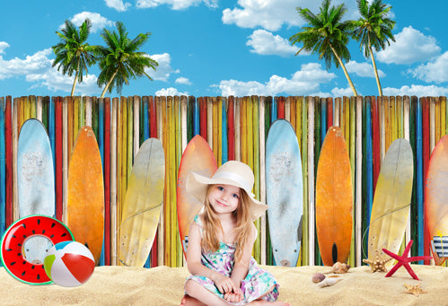 Kate Summer Beach Surfboard Backdrop for Photography -UK