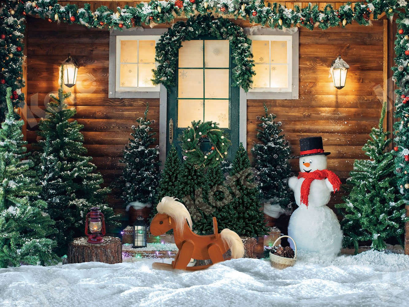 Kate Christmas Snow Yard Backdrop for Photography -UK