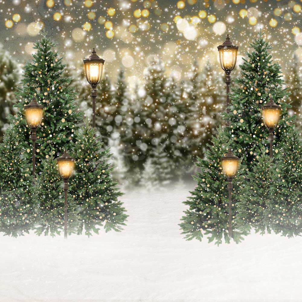 Kate Christmas Snow Forest Lights Backdrop for Photography -UK